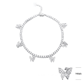 925 Sterling Silver Women Gift Zircon Butterfly Anklet